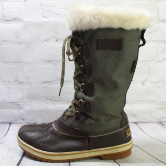 L.L. Bean Shoes - LL Bean Rangeley Green Leather Waterproof Insulated Tall Pac Boots Size 7 M